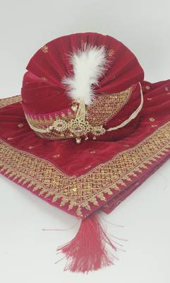 HOT PINK WEDDING SAFA TURBAN WITH DUPATTA 1