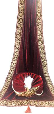 MAROON GROOM SAFA TURBAN WITH DUPATTA 2