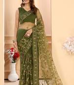 Beautiful Latest Designed Embroidered Bollywood Net Saree With Unstiched Blouse