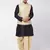 Black,Cream And Gold Silk Blend Jacket, Kurta And Dhoti Set