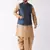 Rose Gold And Blue Silk Blend Jacket, Kurta And Dhoti Set