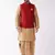 Rose Gold And Maroon Silk Blend Jacket, Kurta And Dhoti Set