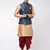  rose gold,blue and maroon silk blend jacket, kurta and dhoti set