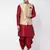  gold and maroon silk blend jacket, kurta and dhoti set