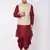  cream and maroon silk blend jacket, kurta and dhoti set