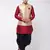 Maroon,Rose Gold And Black Silk Blend Jacket, Kurta And Dhoti Set