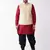 Maroon, Cream And Black Silk Blend Jacket, Kurta And Dhoti Set