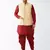 Maroon And Gold Silk Blend Jacket, Kurta And Dhoti Set