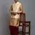  gold, maroon and rose gold silk blend jacket, kurta and dhoti set