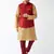Rose Gold And Maroon Silk Blend Jacket, Kurta And Pyjama Set