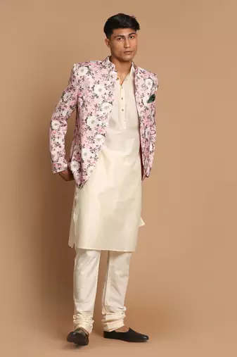 Pink And Cream Viscose Ethnic Combo Set