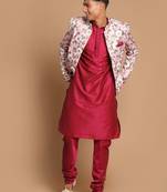 Men'S Pink Poly Viscose Ethnic Combo Set