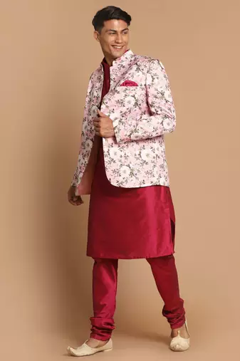 Pink Poly Viscose Ethnic Combo Set