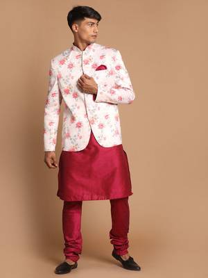 Peach And Pink Poly Viscose Ethnic Combo Set 1