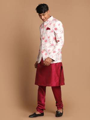 Peach And Pink Poly Viscose Ethnic Combo Set 2