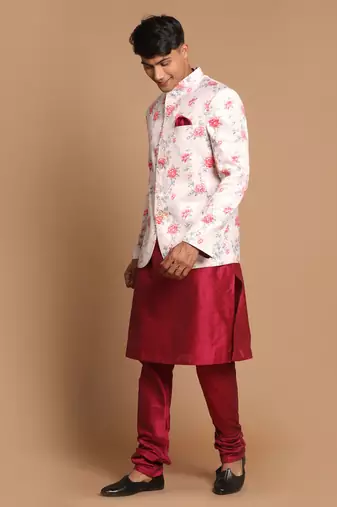 Peach And Pink Poly Viscose Ethnic Combo Set