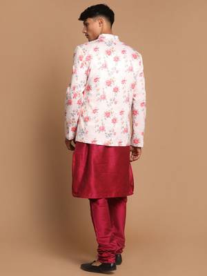 Peach And Pink Poly Viscose Ethnic Combo Set 3