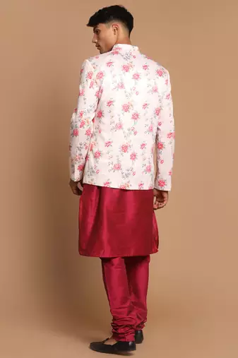 Peach And Pink Poly Viscose Ethnic Combo Set