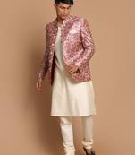 Men'S Multicolor-Base-Pink And Cream Viscose Ethnic Combo Set