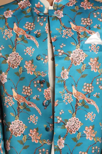 Turquoise Blue And Cream Viscose Ethnic Combo Set