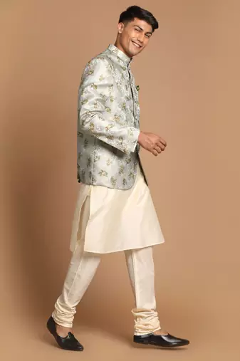 Green And Cream Viscose Ethnic Combo Set