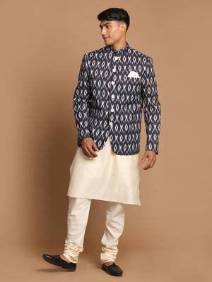 Black And Cream Viscose Ethnic Combo Set 1
