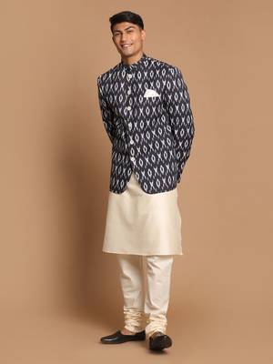 Black And Cream Viscose Ethnic Combo Set 2