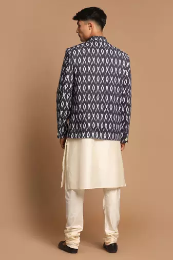 Black And Cream Viscose Ethnic Combo Set