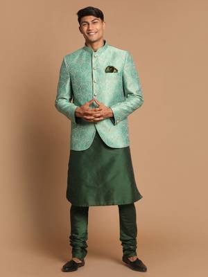 Green Poly Viscose Ethnic Combo Set 1