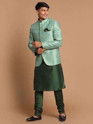 Green Poly Viscose Ethnic Combo Set 2