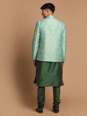 Green Poly Viscose Ethnic Combo Set 3