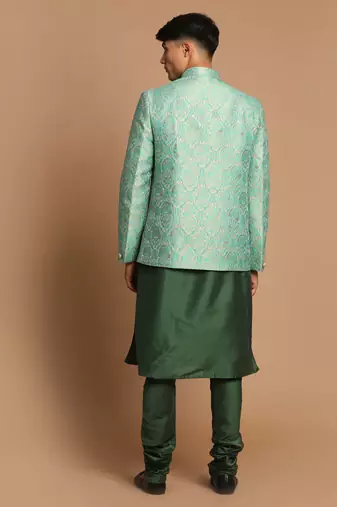Green Poly Viscose Ethnic Combo Set