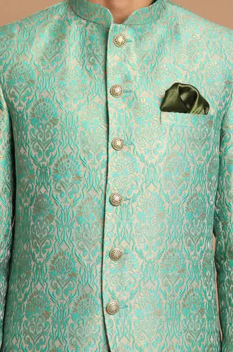 Green Poly Viscose Ethnic Combo Set
