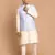 Blue And Cream Viscose Jacket, Kurta And Pyjama Set