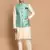 Green And Cream Viscose Jacket, Kurta And Pyjama Set