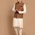 Cream And Brown Viscose Jacket, Kurta And Pyjama Set