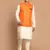 Orange And Cream Viscose Jacket, Kurta And Pyjama Set