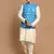 Turquoise And Cream Viscose Jacket, Kurta And Pyjama Set