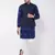 Blue And White Pure Cotton Jacket, Kurta And Pyjama Set