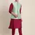 Mint Green And Pink Poly Viscose Jacket, Kurta And Pyjama Set