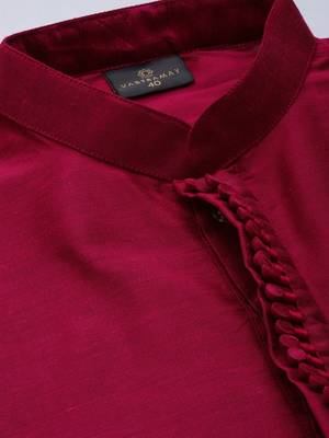 Pink Poly Viscose Jacket, Kurta And Pyjama Set 3