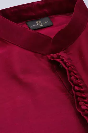 Pink Poly Viscose Jacket, Kurta And Pyjama Set