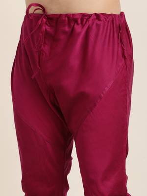 Pink Poly Viscose Jacket, Kurta And Pyjama Set 4