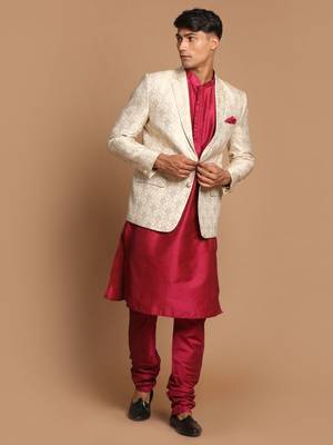 Pink And Gold Poly Viscose Ethnic Combo Set 1