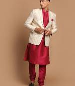 Men'S Pink And Gold Poly Viscose Ethnic Combo Set