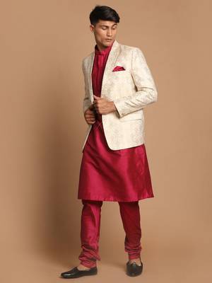 Pink And Gold Poly Viscose Ethnic Combo Set 2