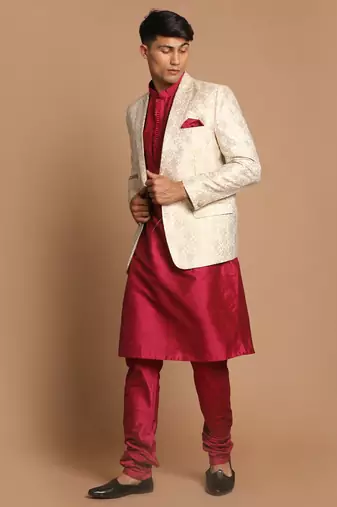Pink And Gold Poly Viscose Ethnic Combo Set
