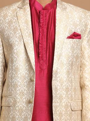 Pink And Gold Poly Viscose Ethnic Combo Set 4