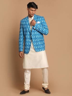 Turquoise And Cream Viscose Ethnic Combo Set 1