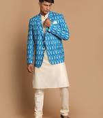 Turquoise And Cream Viscose Ethnic Combo Set